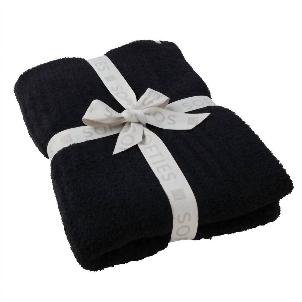 NEW SOFTIES solid rib marshmallow blanket in black